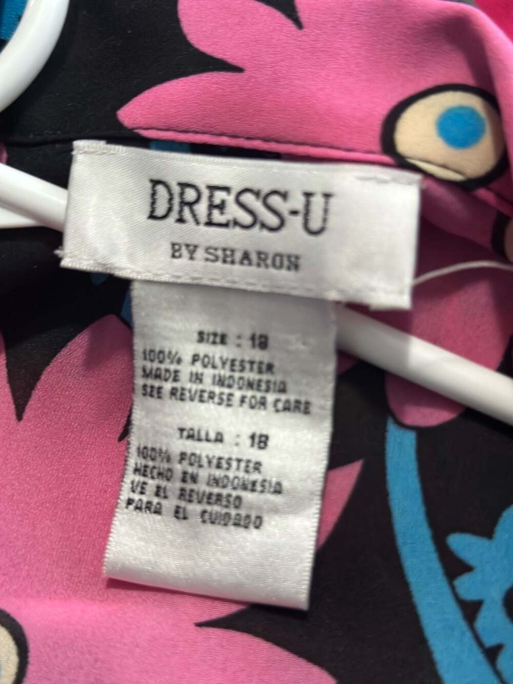 Dress-U By Sharon Pink Floral Long Sleeve Tie-Front Sheer Chiffon Top Size 18 - Picture 4 of 6